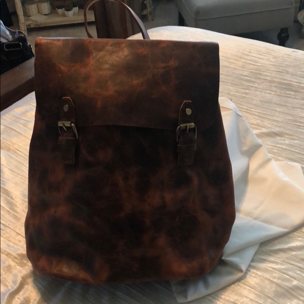 Brown new cowhide leather backpack